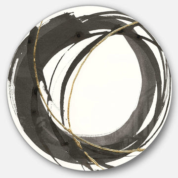 Gold Glamour Circle IV - Abstract Round Metal Wall Art